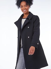 Roman Black Petite Double Breasted Military Coat - Image 1 of 5