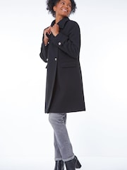 Roman Black Petite Double Breasted Military Coat - Image 3 of 5