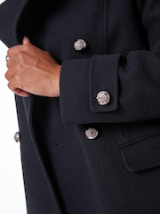 Roman Black Petite Double Breasted Military Coat - Image 5 of 5