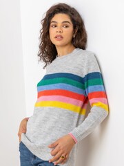 Roman Grey Rainbow Stripe Print Jumper - Image 1 of 1