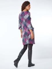 Roman Pink Check Print Pocket Shift Dress - Image 3 of 5