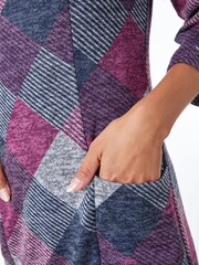 Roman Pink Check Print Pocket Shift Dress - Image 5 of 5