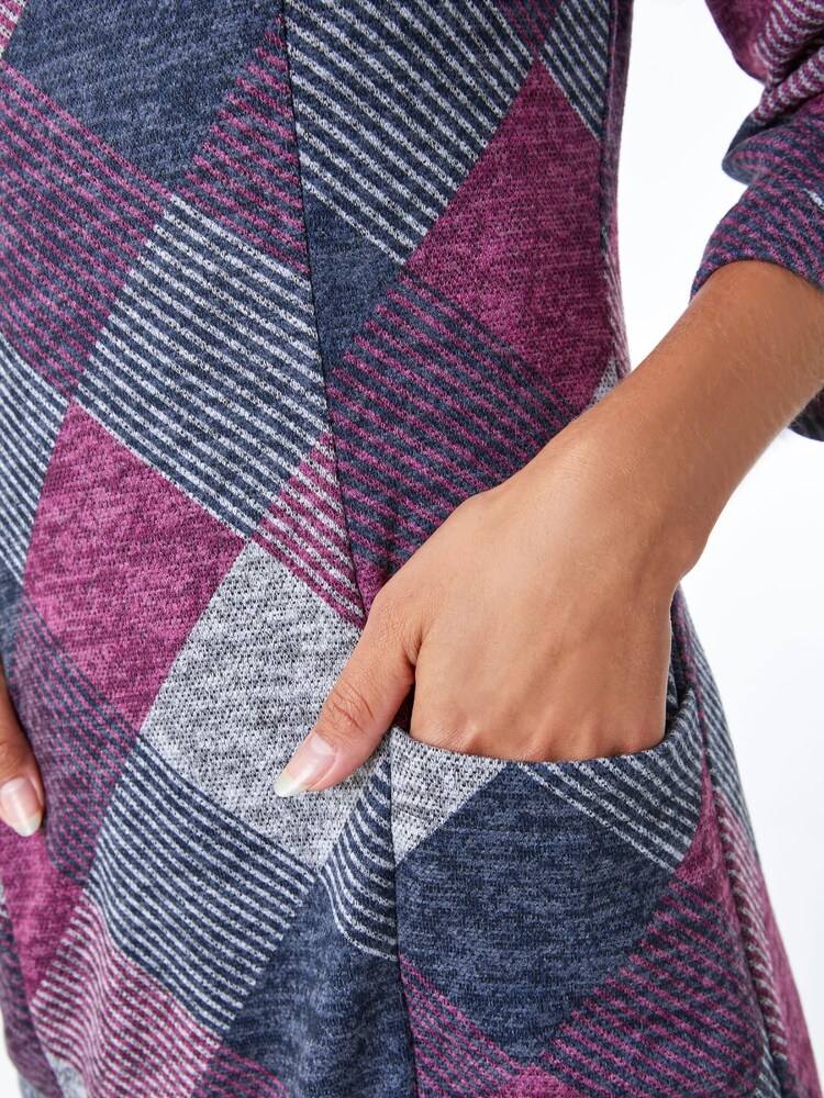 Roman Pink Check Print Pocket Shift Dress - Image 5 of 5
