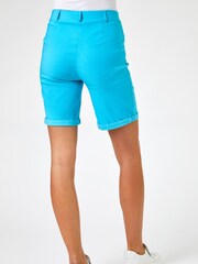 Roman Ocean Blue Turned Hem Stretch Shorts - Image 2 of 4