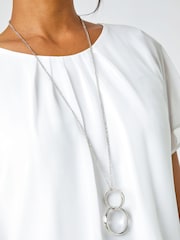 Roman White Chiffon Jersey Blouson Top with Necklace - Image 5 of 5