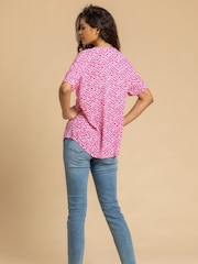 Roman Pink Spot Print V-Neck Tunic Top - Image 2 of 4