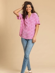 Roman Pink Spot Print V-Neck Tunic Top - Image 3 of 4