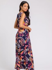 Roman Blue Tropical Puff Twist Detail Maxi Dress - Image 2 of 4