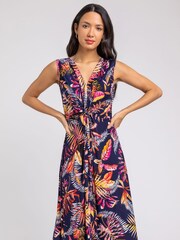 Roman Blue Tropical Puff Twist Detail Maxi Dress - Image 3 of 4