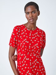 Roman Red Ditsy Floral Print Midi Dress - Image 4 of 5