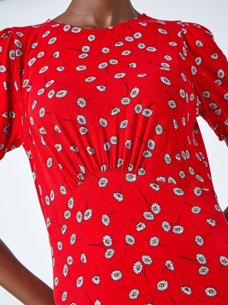 Roman Red Ditsy Floral Print Midi Dress - Image 5 of 5 Roman Red Ditsy Floral Print Midi Dress - Image 5 of 5