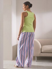Lime Green Stripe Rib Vest Pyjamas - Image 2 of 7