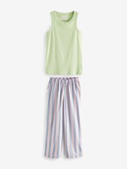 Lime Green Stripe Rib Vest Pyjamas - Image 4 of 7