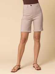 Roman Natural Turned Hem Stretch Shorts - Image 1 of 4