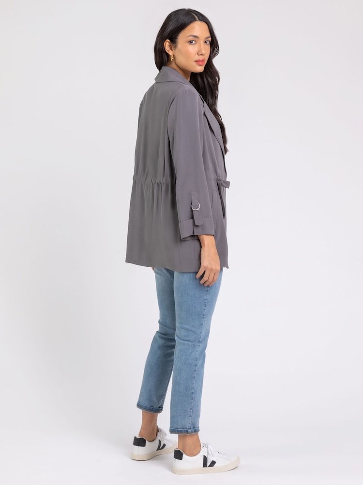 Gris - Chaqueta larga con lazada en la cintura de Roman - Imagen 2 de 4 Gris - Chaqueta larga con lazada en la cintura de Roman - Imagen 2 de 4