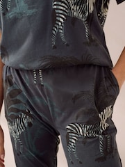 Teal Blue Short Sleeve Cotton Pyjamas - Image 4 of 8