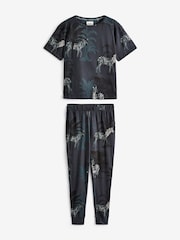 Teal Blue Short Sleeve Cotton Pyjamas - Image 5 of 8