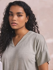 Sage Green Scene Print Linen Blend Short Sleeve Pyjamas - Image 5 of 9