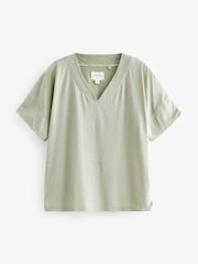 Sage Green Scene Print Linen Blend Short Sleeve Pyjamas - Image 6 of 9