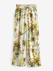 Sage Green Scene Print Linen Blend Short Sleeve Pyjamas - Image 8 of 9