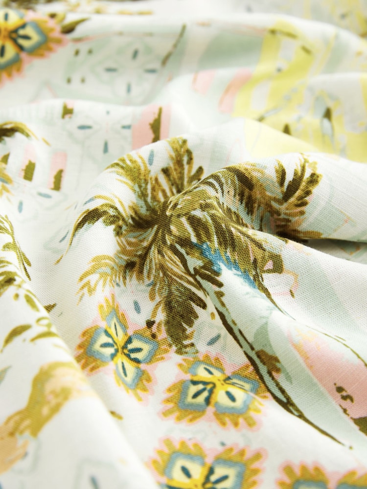 Sage Green Scene Print Linen Blend Short Sleeve Pyjamas - Image 9 of 9