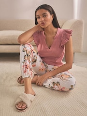 Pink Floral 100% Cotton Pyjamas - Image 1 of 9