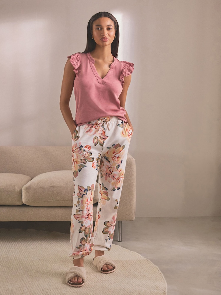 Pink Floral 100% Cotton Pyjamas - Image 2 of 9