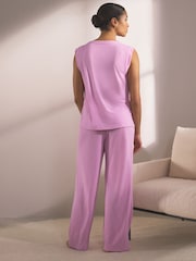Pink Linen Blend Vest Pyjamas - Image 2 of 5