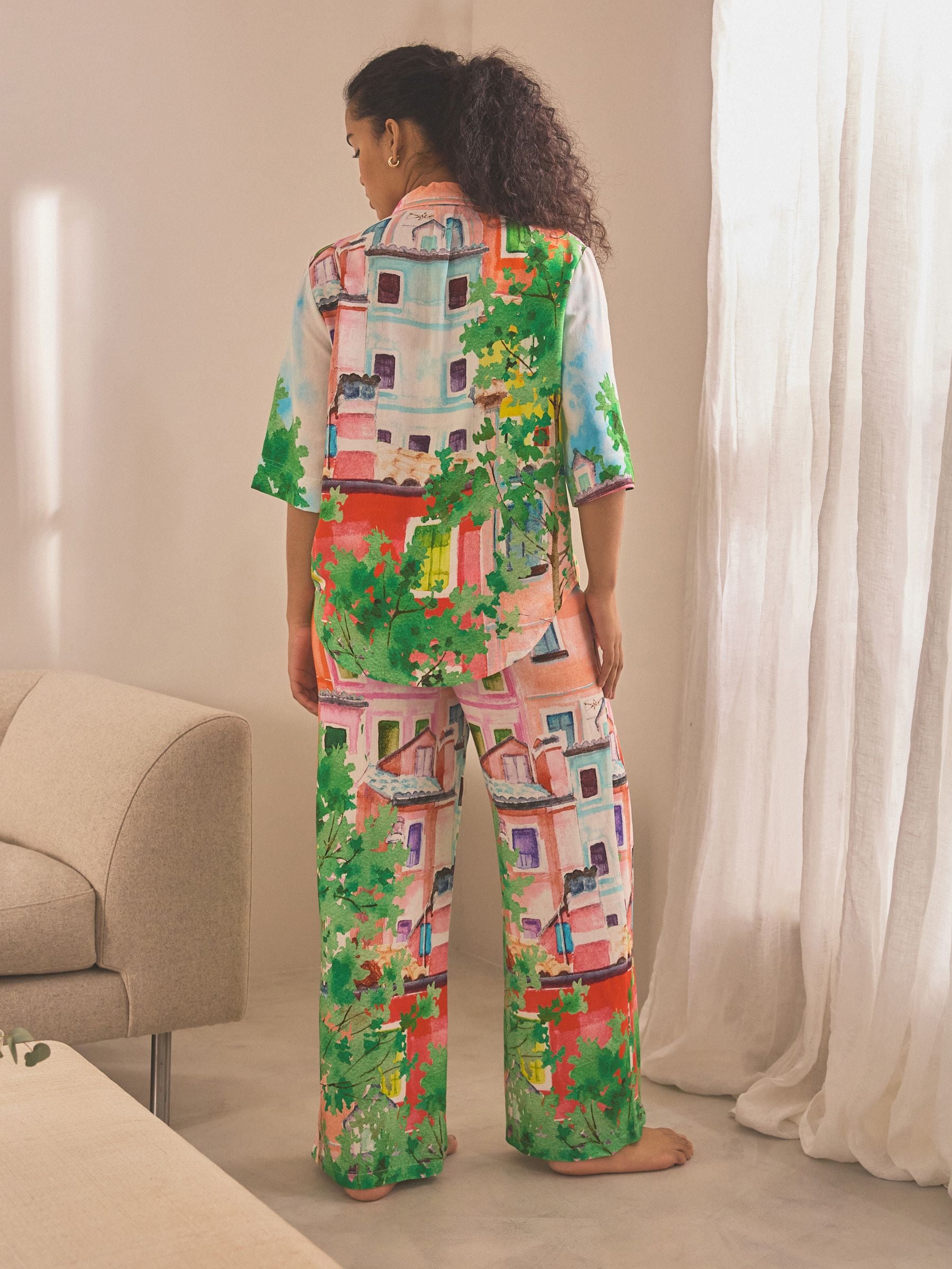Buy Green Short Sleeve Button Through Pyjamas from Next Luxembourg