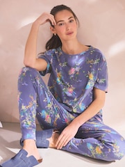 Light Blue Short Sleeve Cotton Pyjamas - Image 3 of 10