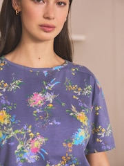 Light Blue Short Sleeve Cotton Pyjamas - Image 4 of 10