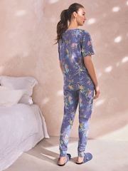 Light Blue Short Sleeve Cotton Pyjamas - Image 5 of 10