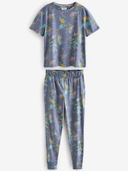 Light Blue Short Sleeve Cotton Pyjamas - Image 7 of 10