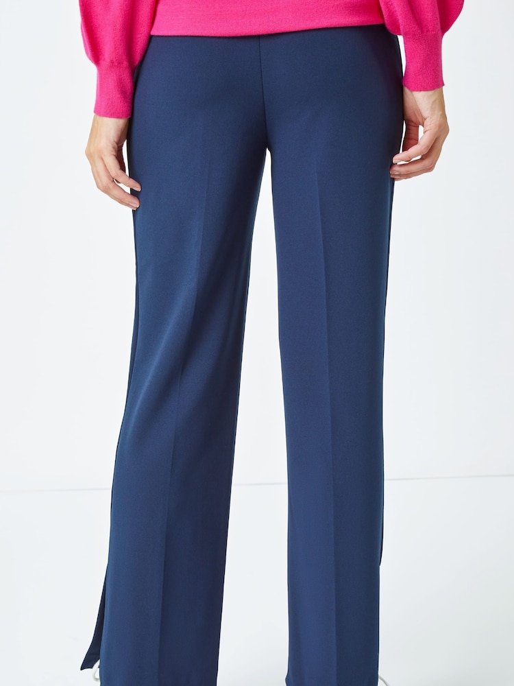 Roman Blue Side Split Detail Straight Trousers - Image 2 of 5