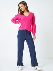 Roman Blue Side Split Detail Straight Trousers - Image 3 of 5