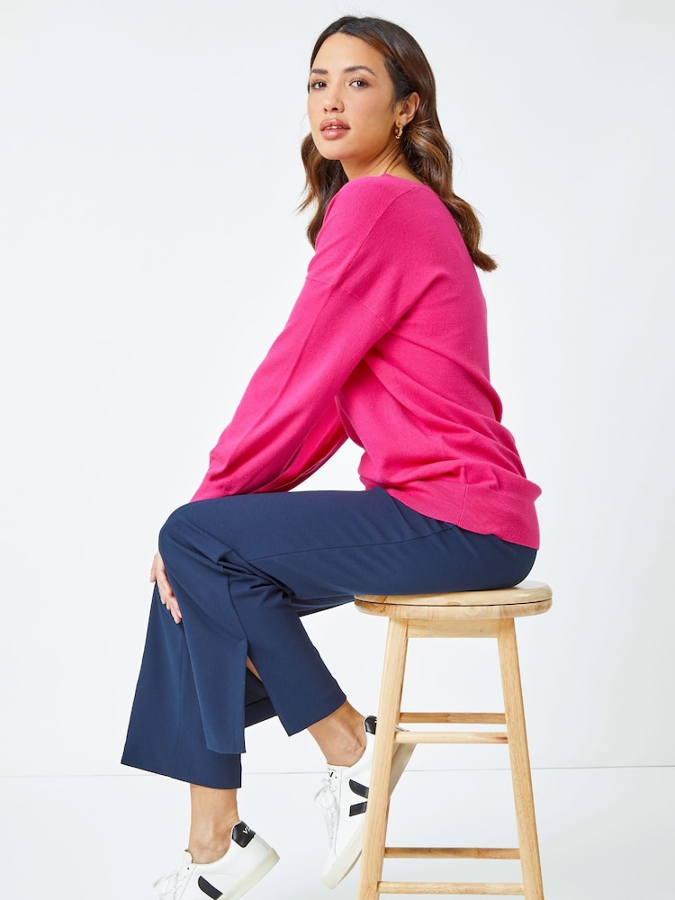 Roman Blue Side Split Detail Straight Trousers - Image 5 of 5