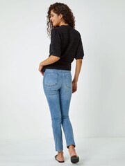 Roman Black 100% Cotton Wrap Over Tie Detail Cardigan - Image 2 of 5