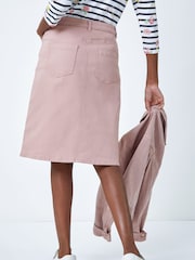 Roman Pink A-Line Knee Length Denim Skirt - Image 4 of 5