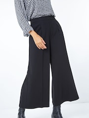 Roman Black Wide Leg Stretch Culottes - Image 1 of 5