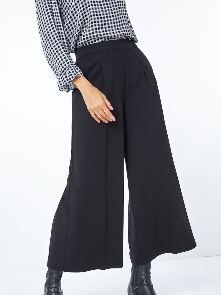 Roman Black Wide Leg Stretch Culottes - Image 1 of 5