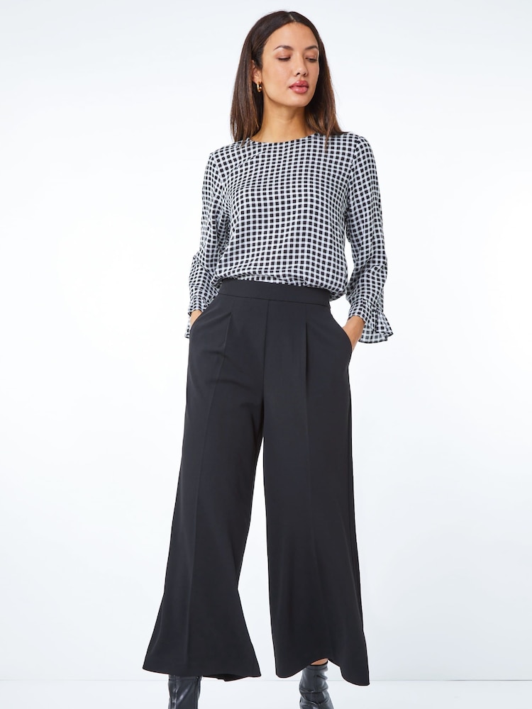 Roman Black Wide Leg Stretch Culottes - Image 5 of 5