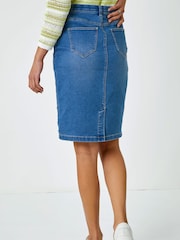Roman Blue Stretch Denim Pencil Skirt - Image 2 of 5