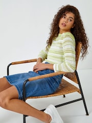 Roman Blue Stretch Denim Pencil Skirt - Image 4 of 5