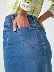 Roman Blue Stretch Denim Pencil Skirt - Image 5 of 5