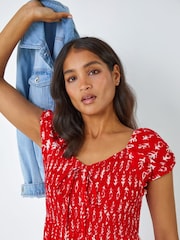 Roman Red Boho Print Tie Maxi Dress - Image 4 of 5