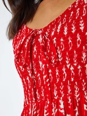 Roman Red Boho Print Tie Maxi Dress - Image 5 of 5