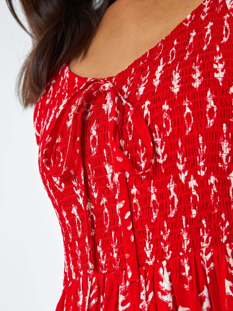 Roman Red Boho Print Tie Maxi Dress - Image 5 of 5