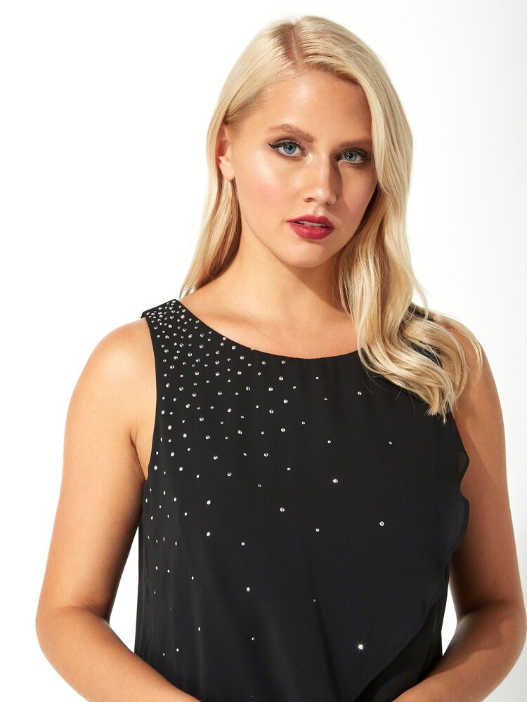 Roman Black Originals Embellished Frill Swing Dress - Image 4 of 4