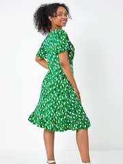 Roman Green Petite Spot Stretch Tea Dress - Image 3 of 5