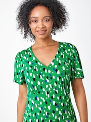 Roman Green Petite Spot Stretch Tea Dress - Image 4 of 5